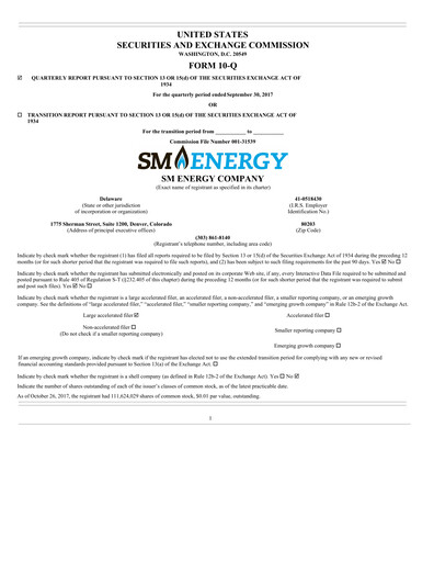Vorschaubild SM Energy
 Quartalsbericht 2017-q3