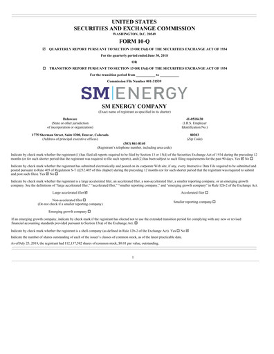 Vorschaubild SM Energy
 Quartalsbericht 2018-q2
