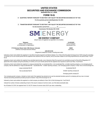 Vorschaubild SM Energy
 Quartalsbericht 2018-q3