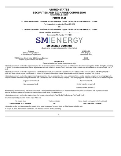 Thumbnail SM Energy
 Quarterly Report 2019-q1