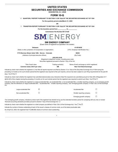 Thumbnail SM Energy
 Quarterly Report 2020-q1