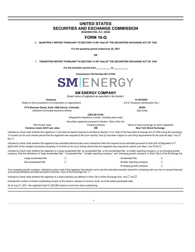 Thumbnail SM Energy
 Quarterly Report 2021-q2