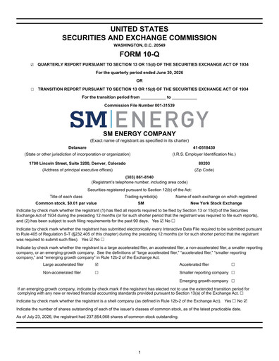 Thumbnail SM Energy
 Quarterly Report 2026-q2