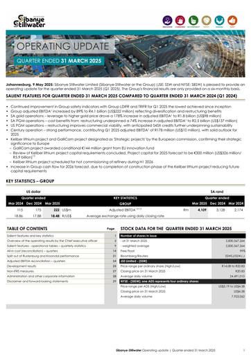 Thumbnail Sibanye-Stillwater
 Quarterly Report 2025-q1