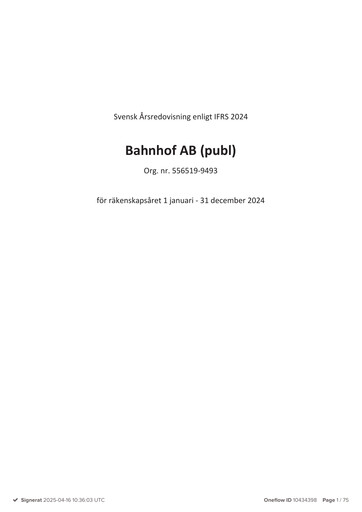 Thumbnail Bahnhof AB Annual Report 2024