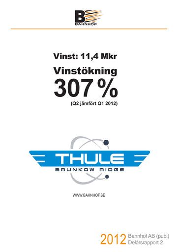 Miniature Bahnhof AB Rapport semestriel 2012-h1