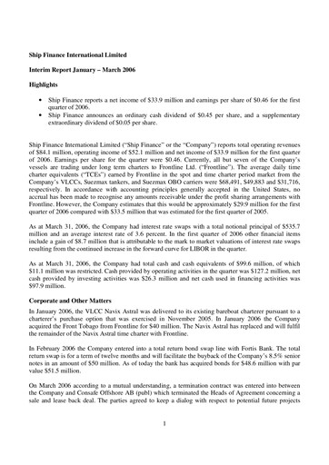 Thumbnail SFL Corp
 Quarterly Report 2006-q1