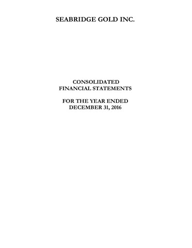 Thumbnail Seabridge Gold
 Financial Statement 2016
