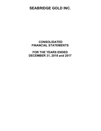 Thumbnail Seabridge Gold
 Financial Statement 2018