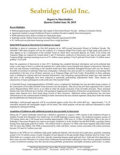 Vorschaubild Seabridge Gold
 Quartalsbericht 2019-q2
