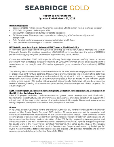 Thumbnail Seabridge Gold
 Quarterly Report 2025-q1