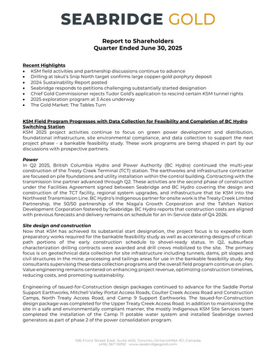 Thumbnail Seabridge Gold
 Quarterly Report 2025-q2
