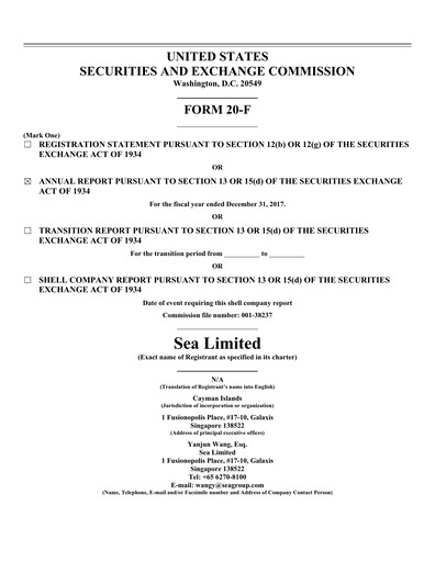 Thumbnail Sea Limited Annual Report 2017