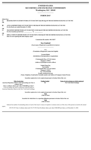 Thumbnail Sea Limited Annual Report 2020