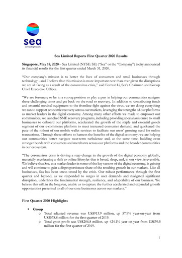 Vorschaubild Sea Limited Quartalsbericht 2020-q1