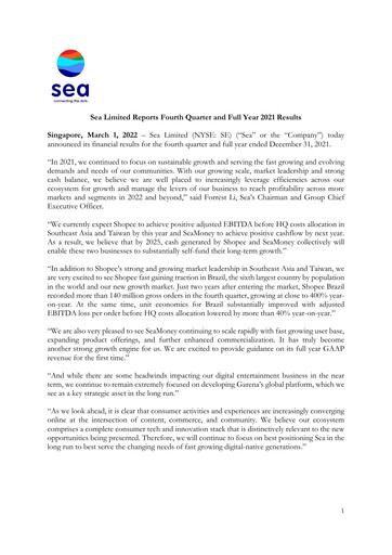 Vorschaubild Sea Limited Quartalsbericht 2021-q4