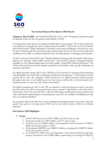 Miniature Sea Limited Rapport trimestriel 2024-q1