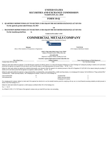 Thumbnail Commercial Metals Company Quarterly Report 2023-q2