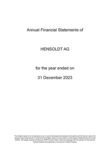 Thumbnail Hensoldt Financial Statement 2023