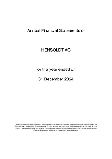Thumbnail Hensoldt Financial Statement 2024
