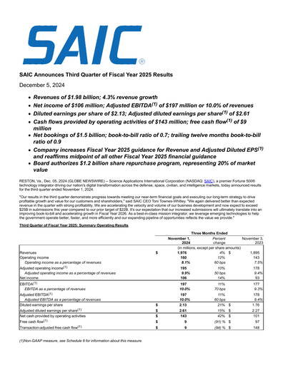 Thumbnail SAIC (Science Applications International Corp) Quarterly Report 2025-q3