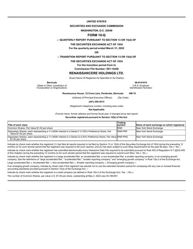Thumbnail RenaissanceRe
 Quarterly Report 2022-q1
