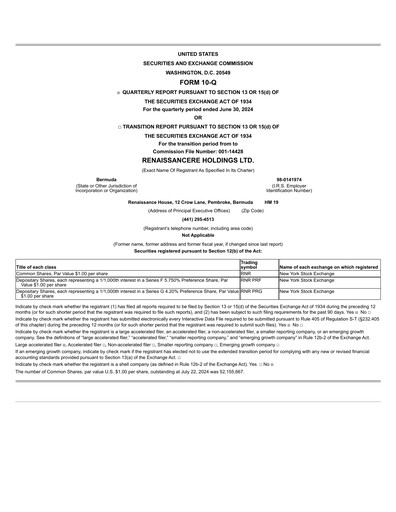 Thumbnail RenaissanceRe
 Quarterly Report 2024-q2
