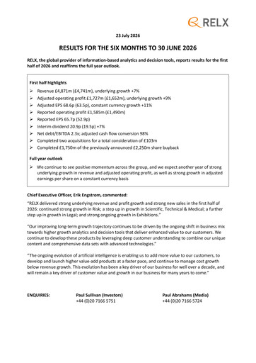 Thumbnail RELX Half-year Report 2026