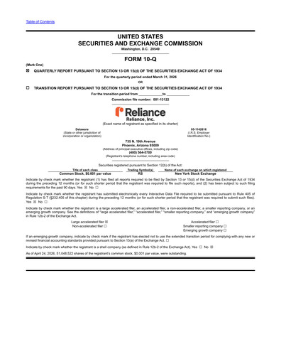 Thumbnail Reliance


 Quarterly Report 2026-q1