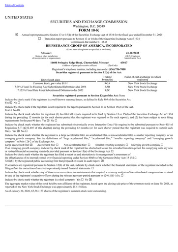 Thumbnail Reinsurance Group of America
 Annual Report 2025