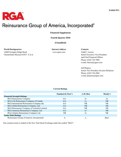 Vorschaubild Reinsurance Group of America
 Quartalsbericht 2018-q4