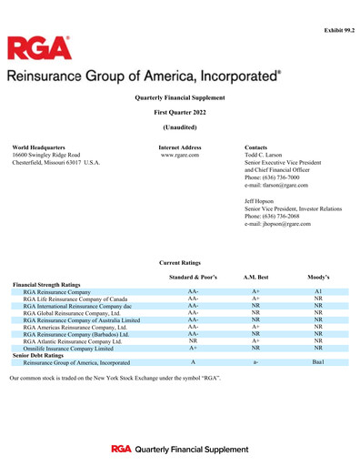 Vorschaubild Reinsurance Group of America
 Quartalsbericht 2022-q1