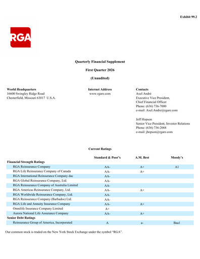 Thumbnail Reinsurance Group of America
 Quarterly Report 2026-q1