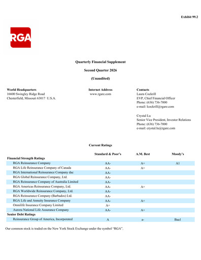 Thumbnail Reinsurance Group of America
 Quarterly Report 2026-q2