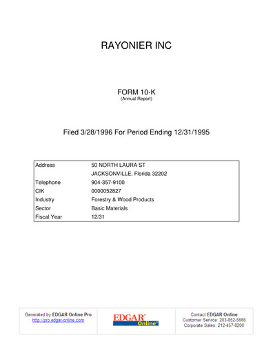 Vorschaubild Rayonier Jahresbericht 1995