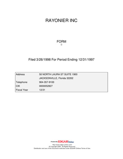 Vorschaubild Rayonier Jahresbericht 1997
