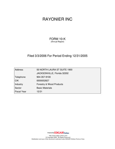 Vorschaubild Rayonier Jahresbericht 2005