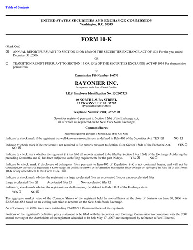 Vorschaubild Rayonier Jahresbericht 2006