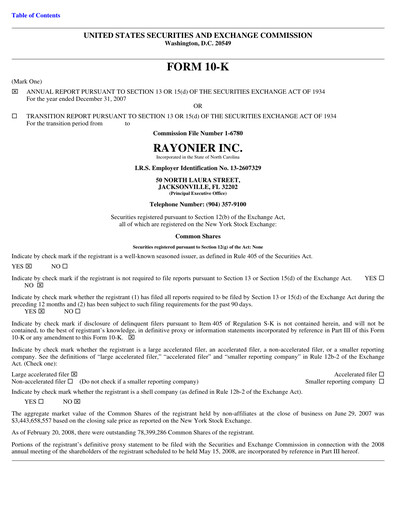 Vorschaubild Rayonier Jahresbericht 2007