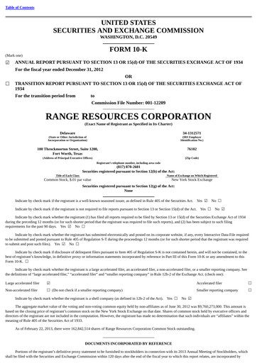 Vorschaubild Range Resources
 Jahresbericht 2012