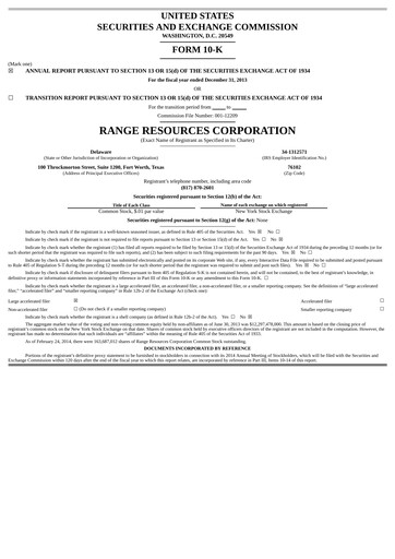 Vorschaubild Range Resources
 Jahresbericht 2013