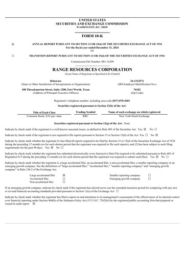 Thumbnail Range Resources
 Annual Report 2024