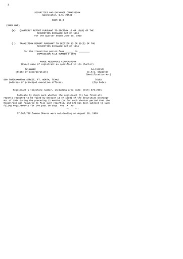 Vorschaubild Range Resources
 Quartalsbericht 1999-q2