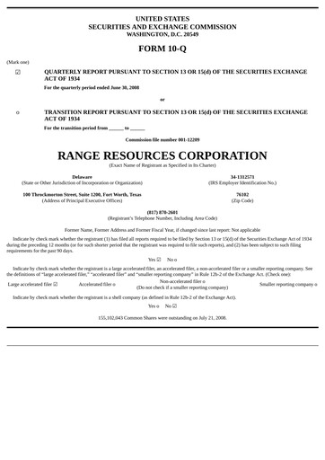 Vorschaubild Range Resources
 Quartalsbericht 2008-q2