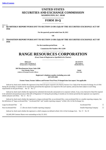 Vorschaubild Range Resources
 Quartalsbericht 2012-q2