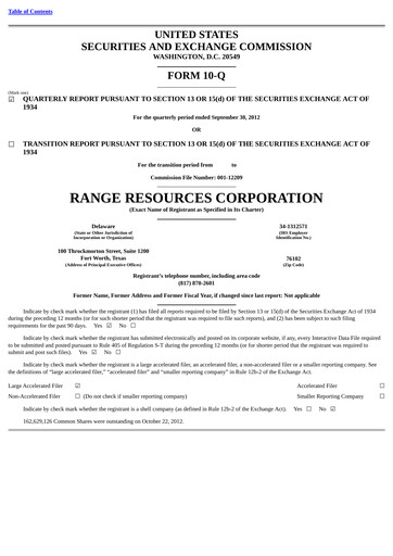 Vorschaubild Range Resources
 Quartalsbericht 2012-q3