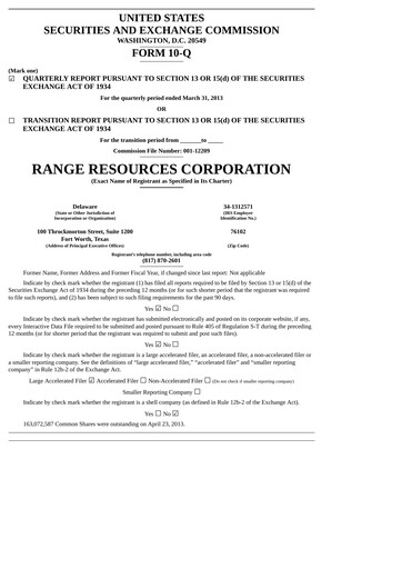 Vorschaubild Range Resources
 Quartalsbericht 2013-q1