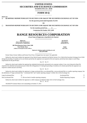 Vorschaubild Range Resources
 Quartalsbericht 2015-q3