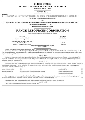 Vorschaubild Range Resources
 Quartalsbericht 2018-q1
