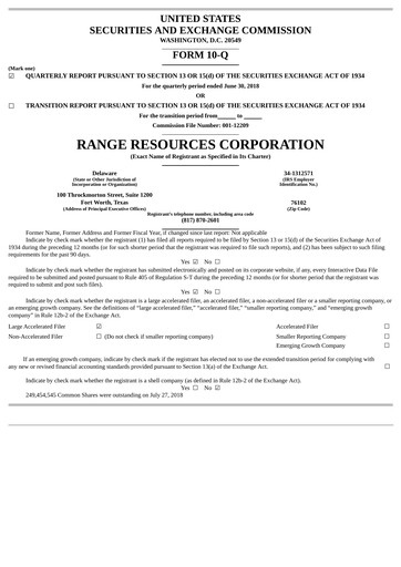 Vorschaubild Range Resources
 Quartalsbericht 2018-q2